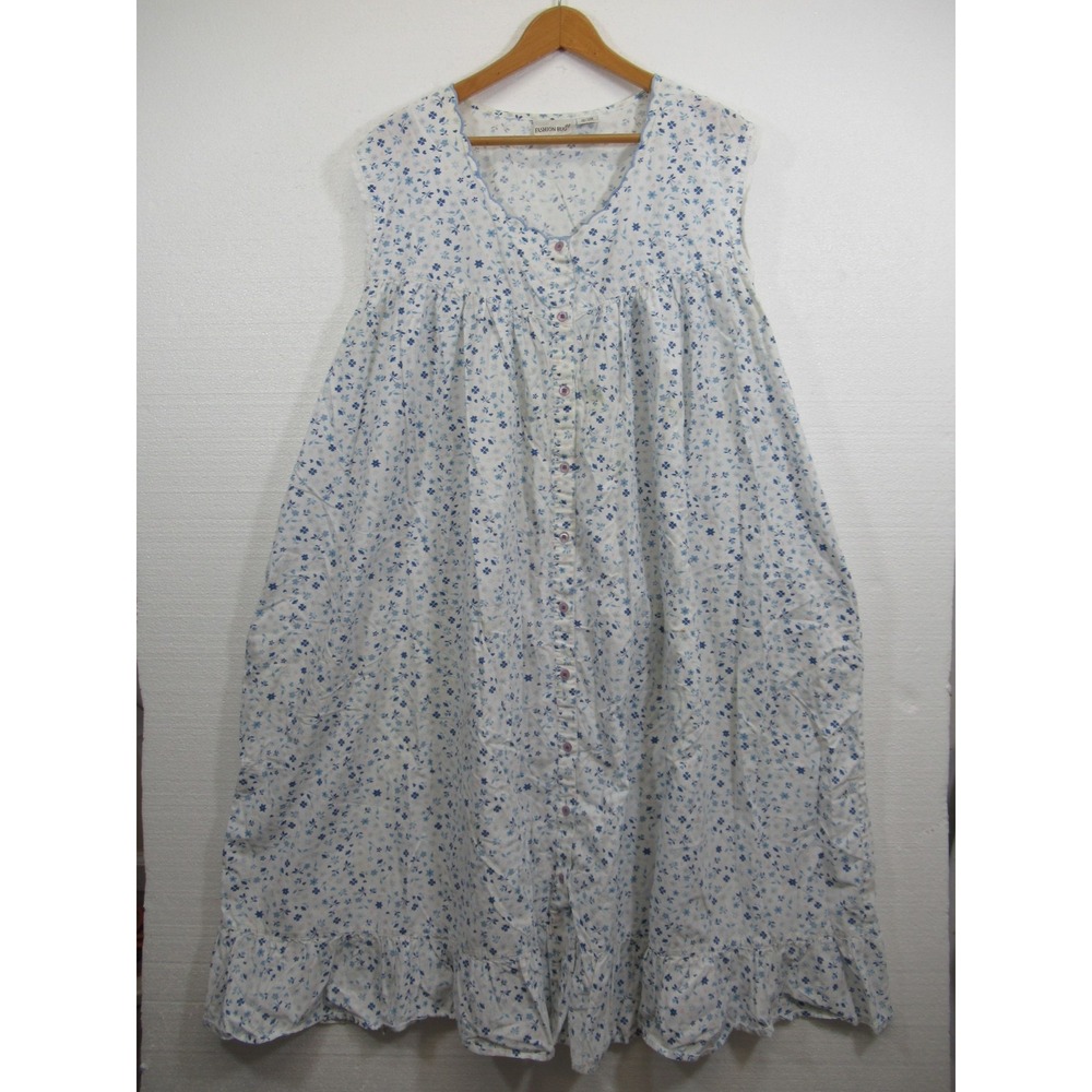 Fashion Bug Prairie Cotton Nightgown Plus Size 30/32W Pockets Floral Sleeveless